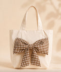 Beige middle bow bag