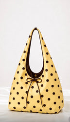 Brown polka dot hobo bag